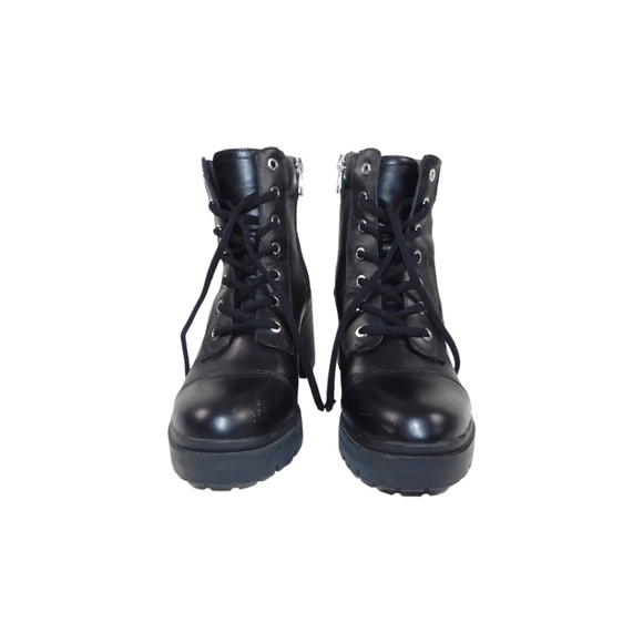 Nine West Black Combat Platform Heel Boots Size 8.5M - Picture 2 of 7